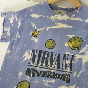 Distressed Vintage Couture Nirvana‎ Nevermind Smiley Face Bleach T-Shirt